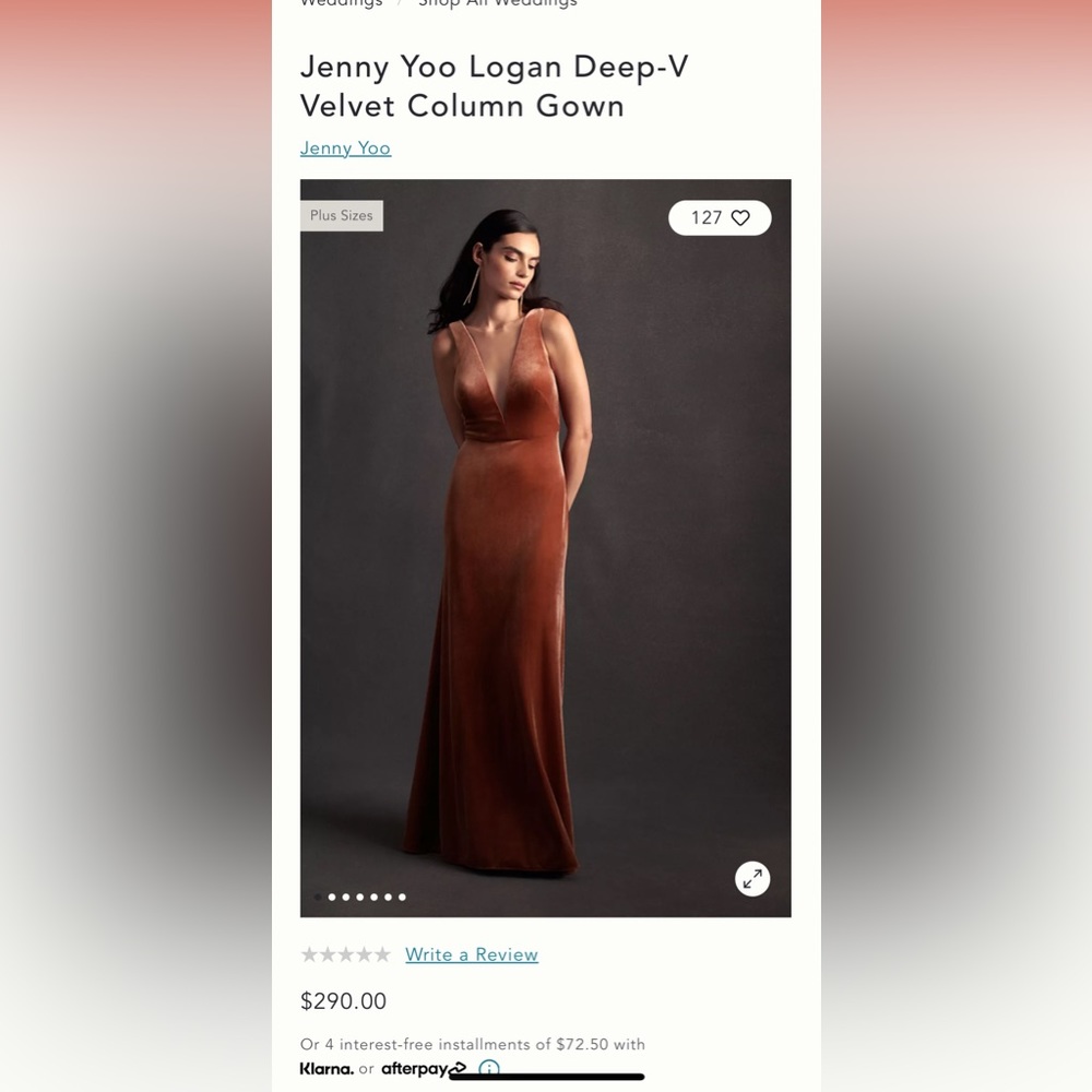 Jenny yoo Logan deep v velvet dress in English rose
